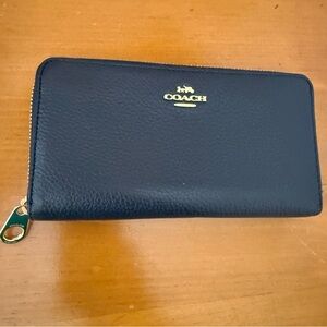 Coach Midnight Blue Leather Zip Wallet